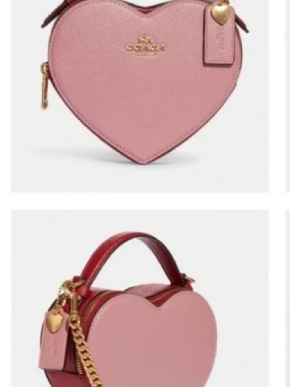 Pink Heart Mini Crossbody Bag with Red Trim